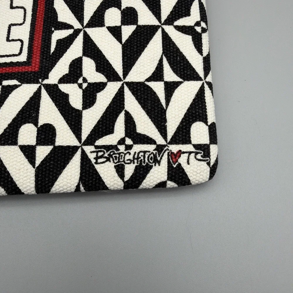 Brighton LOVE Zip Pouch Black White Cosmetic Bag Heart Print NWOT